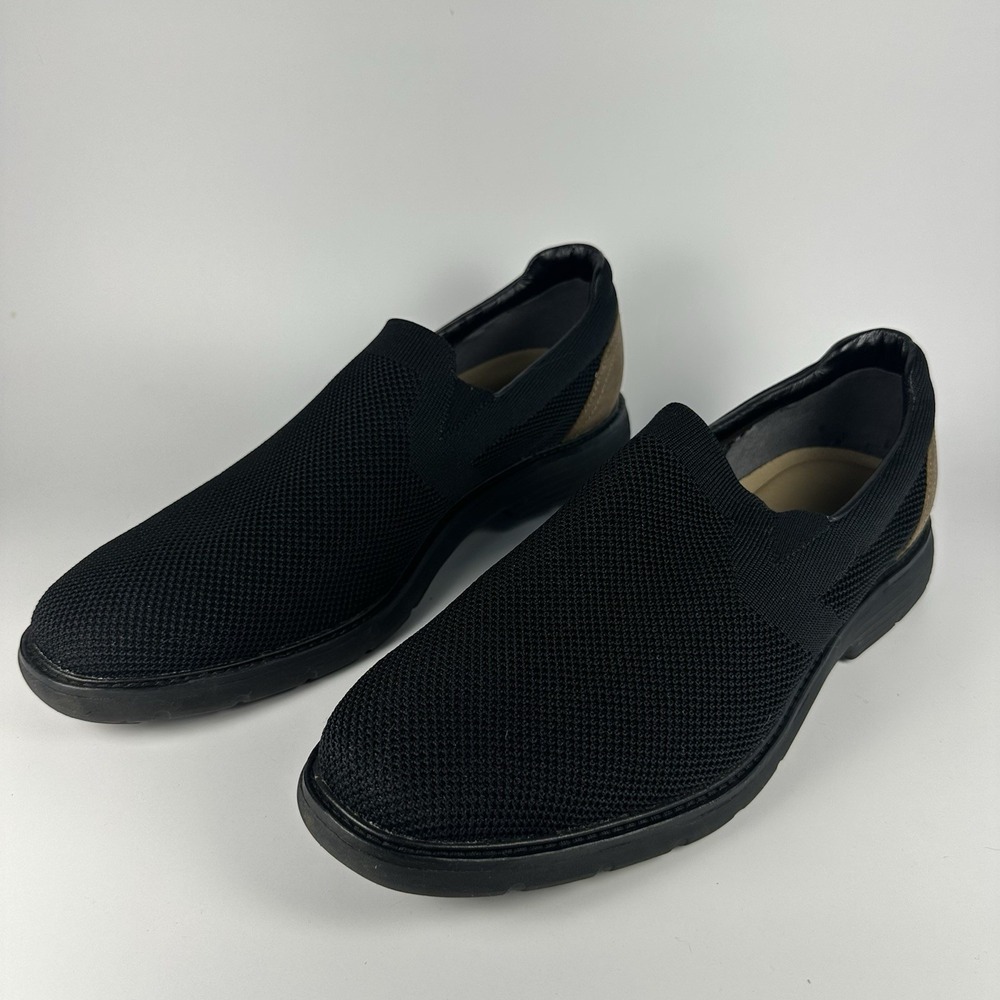 Mark Nason Lite Lugg Woods Slip-On Loafers Men's 13 Black Knit Brown Heel